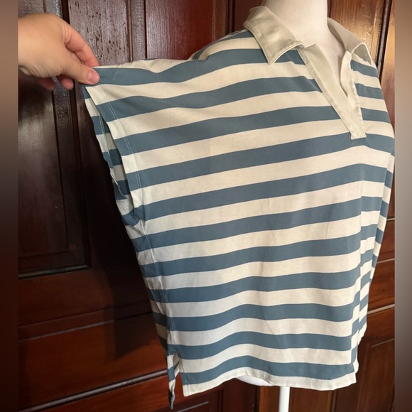 Madewell Relaxed Polo Tee Striped Blue and White Size XXL - Picture 5 of 10
